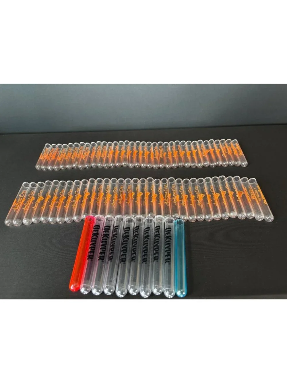Plastic Test Tube Lot of 76 Shooters Tooters Barware Antiqua Cruz Jägermeister